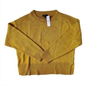 J.Crew Relaxed Linen-Cotton Blend Beach Knit Sweater, Medium, Yellow Mustard NWT